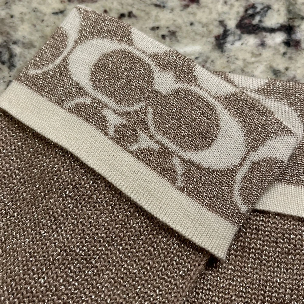 Coach Signature Shimmer Knit Gloves NWT